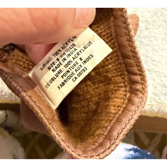 Isotoner Brown Leather Women 8 Gloves Knit Lined Casual Vintage Camel Classic - Picture 3 of 8